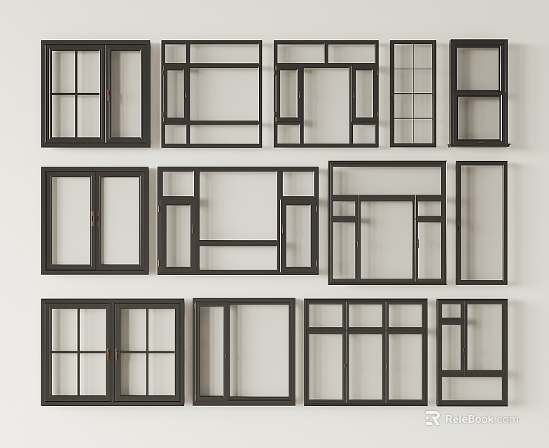 Various Casement Windows With Different Frame Designs And Styles For Home Decoration 3d model 