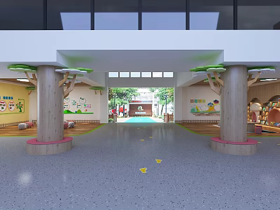 Modern Kindergarten Entrance Hall 3d model