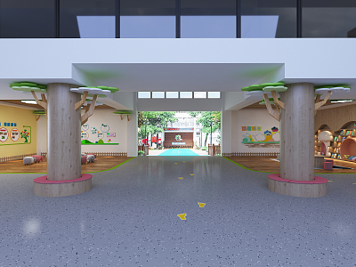 Modern Kindergarten Entrance Hall 3d model