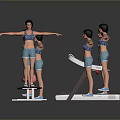 Women Performing Fitness Exercises In Sportswear With Step Platform And Weight Scale