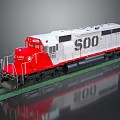Red And White Model Train With Number 500 On Tracks And Clear Reflection