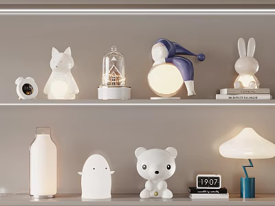 Cute Decorative Table Lamps With Animal Shapes Moon Glass Dome And Modern Styles 3d model