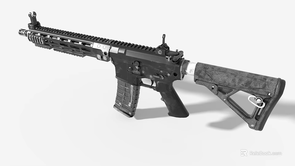 Game Movie Character Holding Modern Tactical Rifle With Black Design And Military Style Features 3d model 