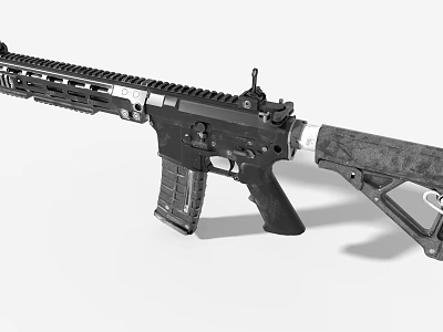 Game Movie Character Holding Modern Tactical Rifle With Black Design And Military Style Features 3d model