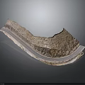 Ancient Stone Architectural Component With Curved Shape Rough Texture And White Base Edge
