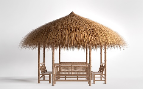 Modern Thatched Pavilion Country Thatched House Country Pavilion 3d model