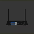 Modern Wireless Router With Two Antennas Blue Ports And Top Logo