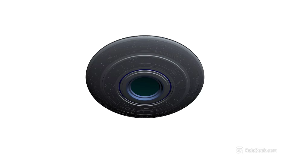Black Circular Cover With Blue Central Area And Textured Outer Surface 3d model 