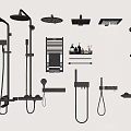 Modern Black Shower Heads Overhead And Handheld Systems With Bathroom Accessories