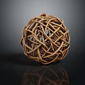 Decorative Ornament Set Woven Rattan Spherical Design for Home Decor Accent Piece