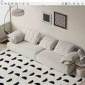 Modern multi-person sofa floor lamp side 3d model