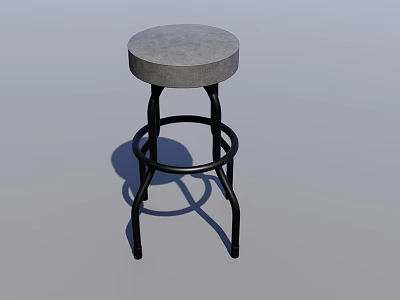 Gray Round Seat Bar Stool With Black Metal Ring Frame Structure 3d model
