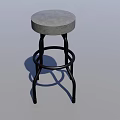 Gray Round Seat Bar Stool With Black Metal Ring Frame Structure