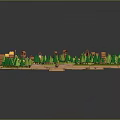 Cartoon Style Miniature Village Model With Colorful Houses Green Trees River And Roads