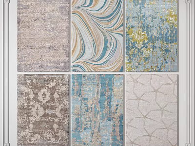 Stylish Square Rugs Featuring Geometric Floral And Wave Patterns For Modern Home Decor 3d model