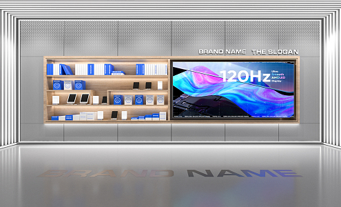 Modern display wall digital technology exhibition hall 3d model