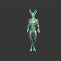 Muscular Deer Head Humanoid Game Movie Character With Anatomical Details Standing Pose And Gray Background