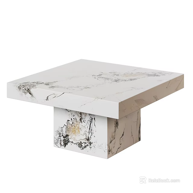 Modern White Marble Coffee Table With Sleek Design And Natural Unique Texture 3d model