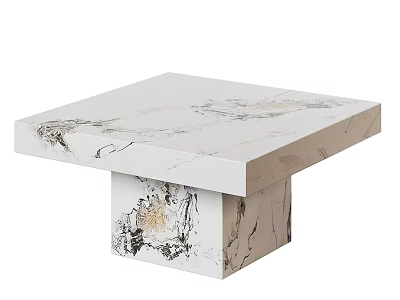 Modern White Marble Coffee Table With Sleek Design And Natural Unique Texture 3d model
