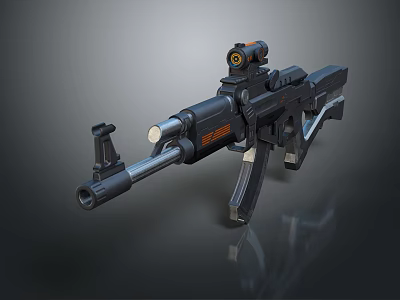 Modern Black Tactical Assault Rifle With Scope Barrel And Grip Design 3d model