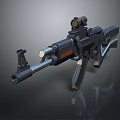 Modern Black Tactical Assault Rifle With Scope Barrel And Grip Design
