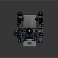 Futuristic Mechanical Weapon with Blue White Base Multiple Cylindrical Parts and Yellow Light