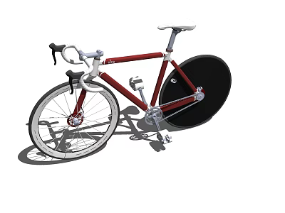 Red Frame Racing Bicycle With Black Aero Wheel And Curved Handlebars 3d model