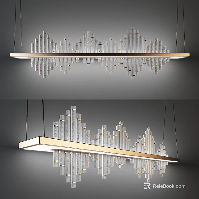 Modern Linear Chandelier With Crystal Pendants For Contemporary Interior Design 3d model 