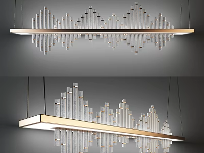 Modern Linear Chandelier With Crystal Pendants For Contemporary Interior Design 3d model