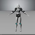 Futuristic Sci Fi Robot Character With Metallic Armor And Blue Glowing Joints