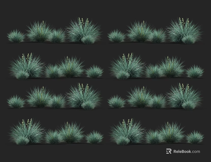 Green Herb Plants in Various Sizes and Shapes Neatly Arranged Against Dark Background 3d model 