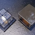 Square Outdoor Lights With Patterned Glass And Metal Glowing For Garden Patio