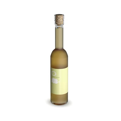 Transparent Condiment Bottle With Light Yellow Liquid Cork Stopper And Simple Label 3d model