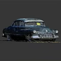 Vintage Blue Classic Car With Rusty Body And Retro Design Features