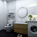 Nordic Bathroom Shower Washing Machine 3d model