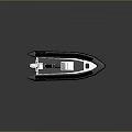 Modern Recreational Boat With Open Deck Black And White Color Comfortable Seats And Console Structure