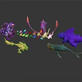 Vibrant Colorful Game Movie Fantasy Characters With Various Mythical Creature Forms