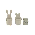 Adorable Kids Chair With Rabbit Ear Design Soft Fabric Light Color And Stool