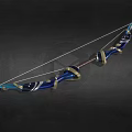 Blue Decorative Longbow With Gold Accents White String And Traditional Design