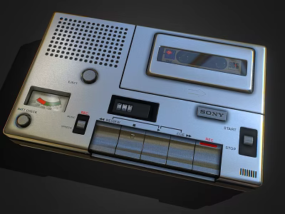 Sony Vintage Tape Recorder Entertainment Appliance With Playback Buttons And Volume Knob 3d model