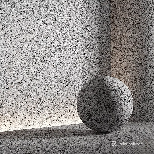 Gray Granite Sphere Component In Corner With Textured Wall And Floor 3d model