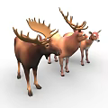 Three Deer Group With Different Sizes And Brown Fur Standing Together