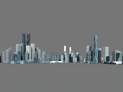 Aerial Planning of Modern City High Rise Building Complex with Urban Skyline 3d model