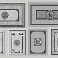 Traditional Chinese Garden Ornaments With Decorative Floor Patterns And Geometric Frames