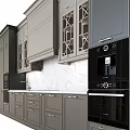 Modern Kitchen Cabinets With Dark And Light Design Marble Countertop Glass Door And Oven