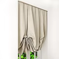 Elegant Beige Pleated Curtains for Window with Soft Design and Greenery View