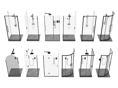 Various Modern Shower Sauna Enclosure Designs Featuring Different Styles And Shapes 3d model