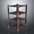 Rustic Metal Four Tier Storage Shelf With Open Design And Sturdy Structure 3d model