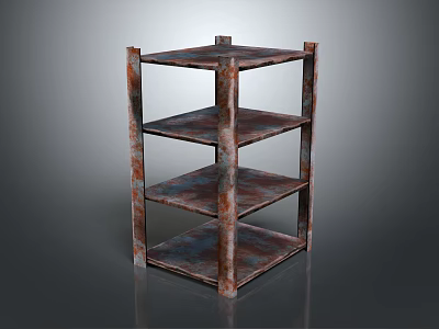 Rustic Metal Four Tier Storage Shelf With Open Design And Sturdy Structure 3d model