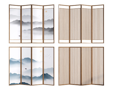 New Chinese Style Screen Partition 3d model